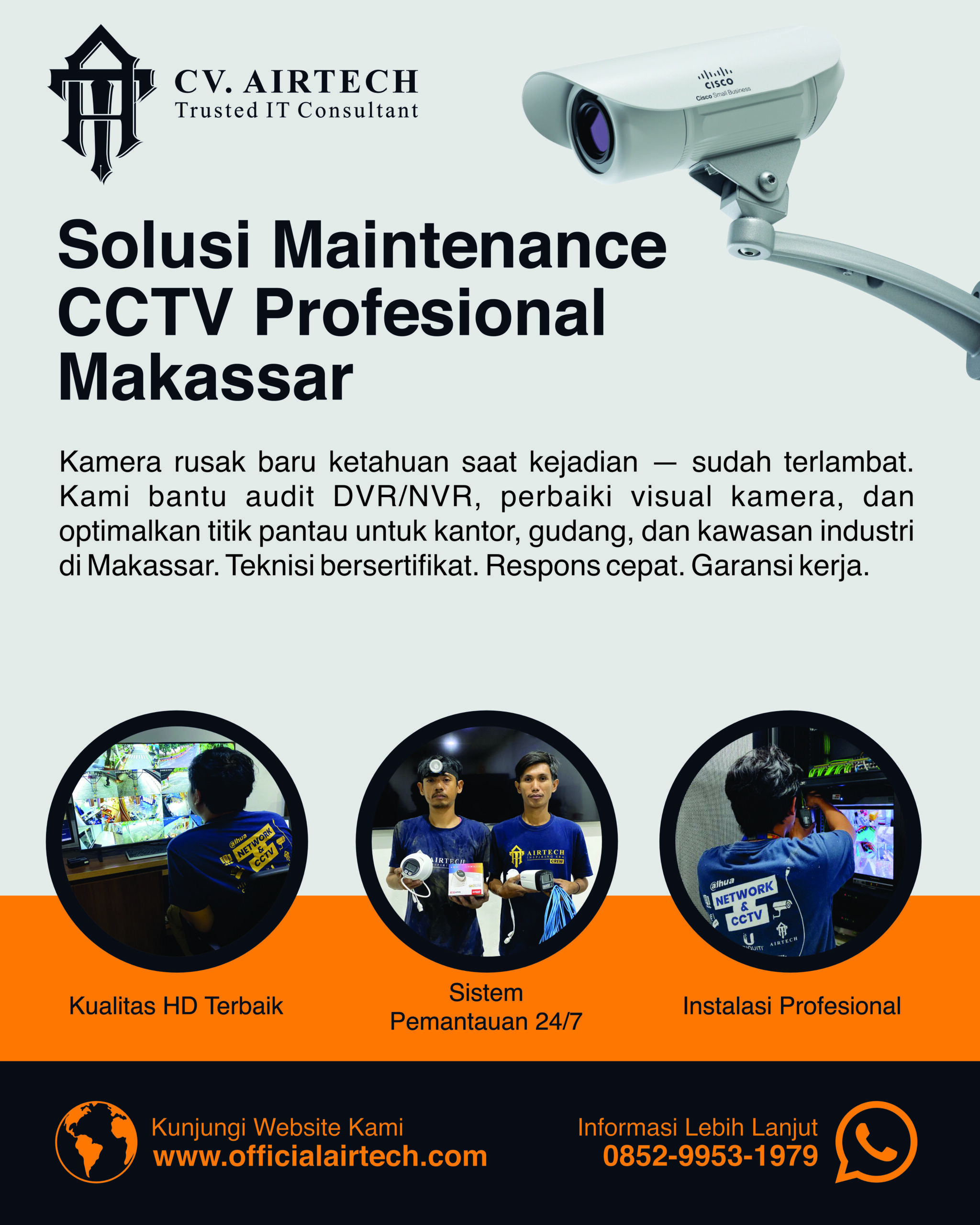 Jasa Maintenance CCTV Makassar Profesional Solusi Perawatan CCTV Bergaransi dari CV Airtech