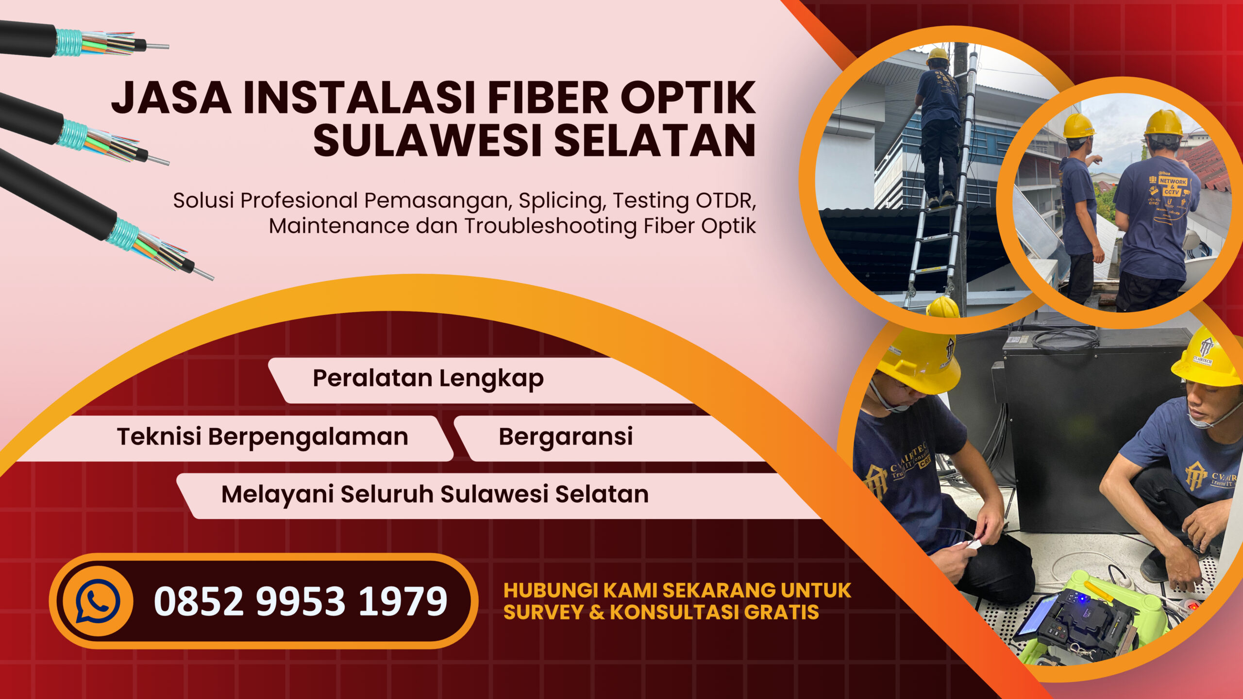 Penyedia Jasa Instalasi Fiber Optik Makassar Profesional untuk Perusahaan, Perkantoran, dan Industri. Hubungi 0852 9953 1979